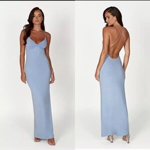 MESHKI Sinead Twist Maxi Dress Powder Blue XS